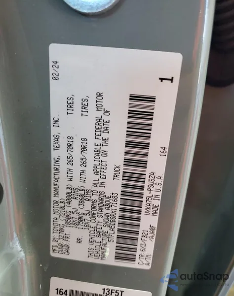 2024 Toyota Tundra Crewmax Sr from USA, damaged, VIN 5TFLA5DB8RX171683